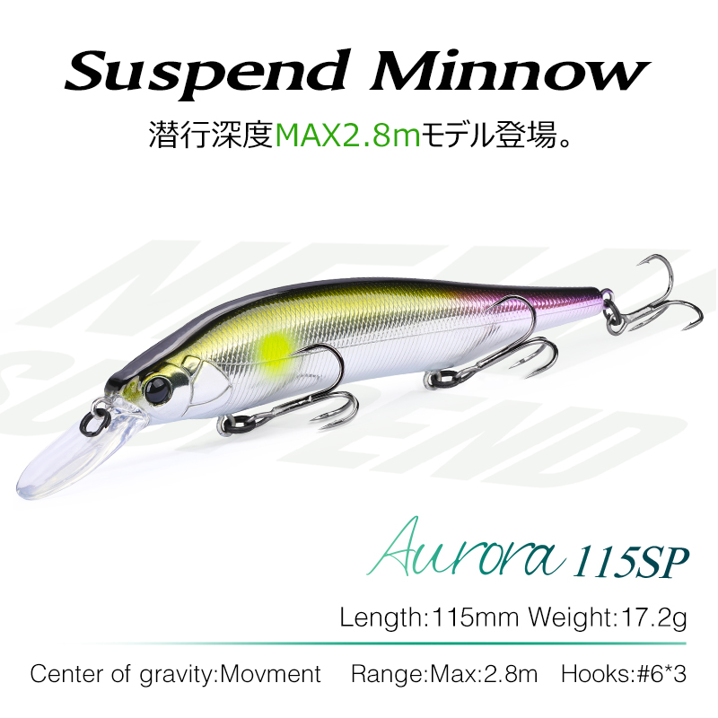 TSURINOYA 115mm 17.2g Suspendi - Fishing Lure Jerkbait 评论和价格