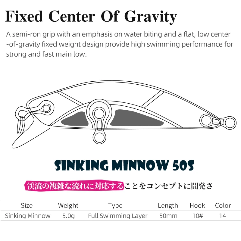 TSURINOYA Sinking Minnow Mini  - Fishing Lure Crankbait 评论和价格