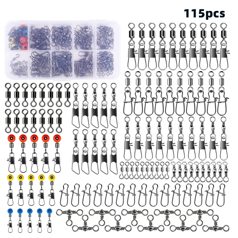 115pcs Fishing Swivel Connecto - Fishing Lure Kit 评论和价格