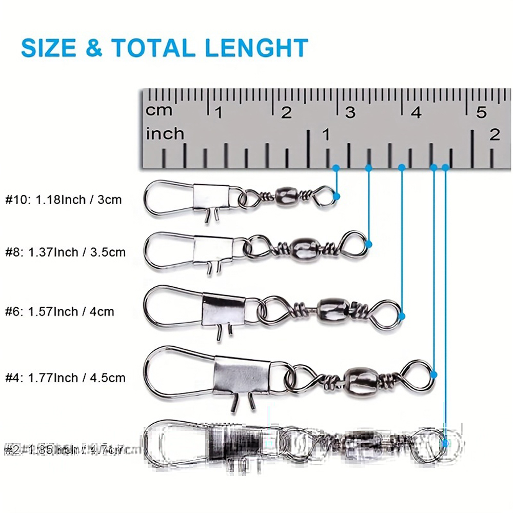 100Pcs/Lot 4#6#8#10#12# Swivel - Fishing Lure Accessories 评论和价格