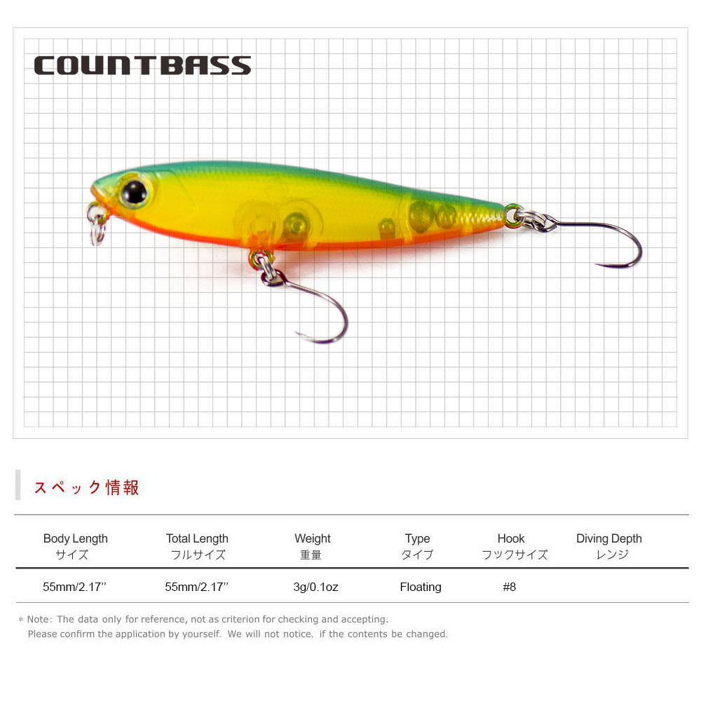 COUNTBASS Wobbler Topwater 55m - Fishing Lure Topwater 评论和价格